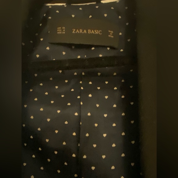 Zara black blazer with navy and heart detailed lining. - Picture 5 of 5